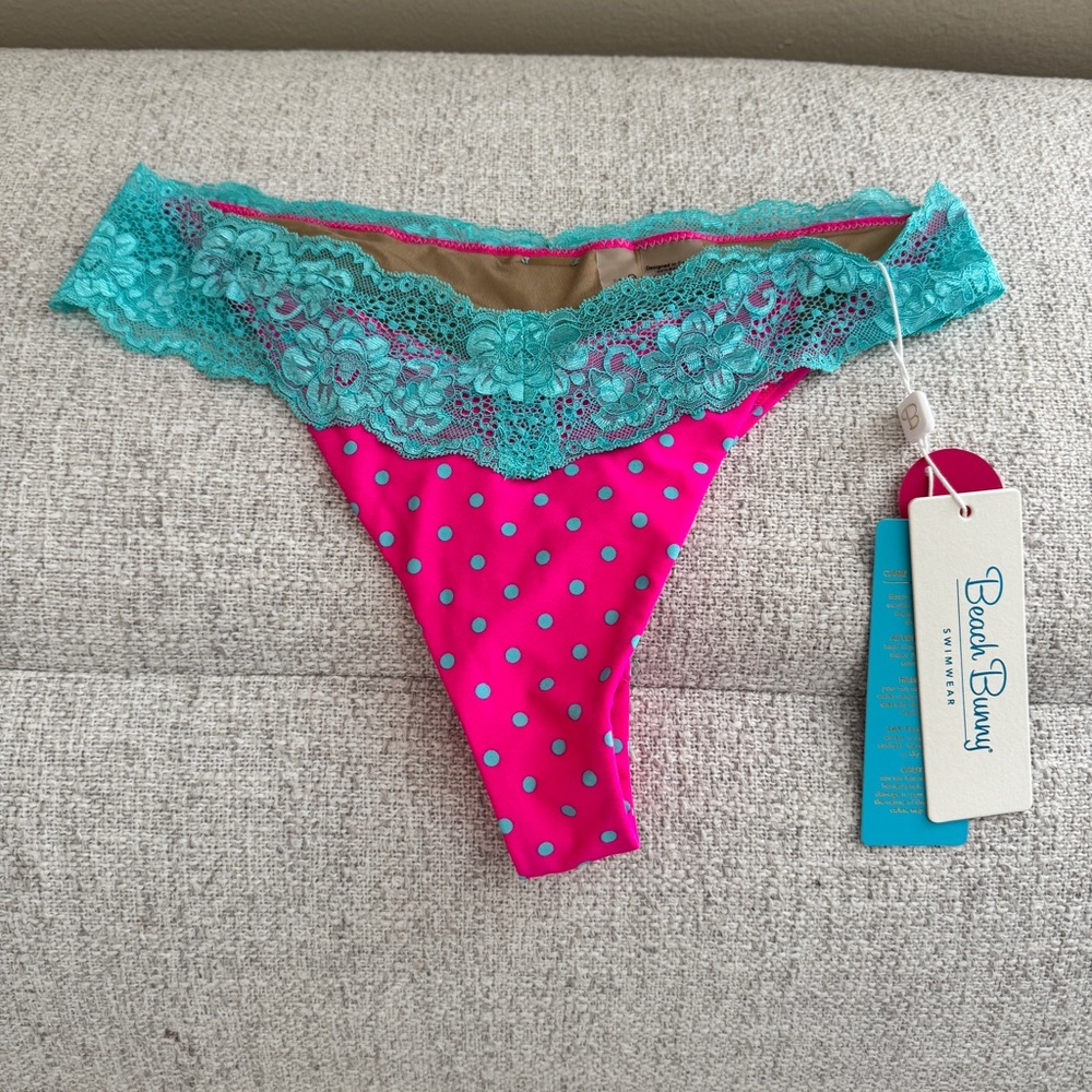 Beach Bunny Pink and Turquoise Lace Panties